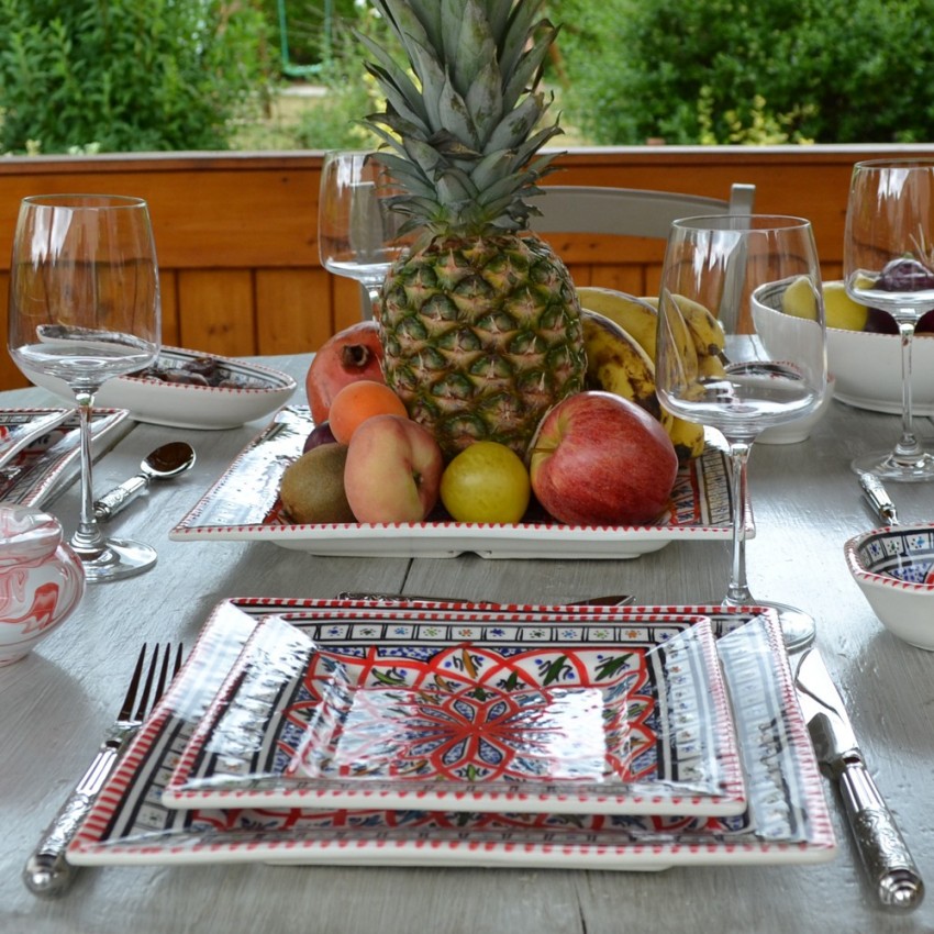 Assiette carrée Bakir rouge - Larg 19 cm