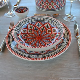 Service à couscous assiettes jattes  Bakir rouge - 6 pers