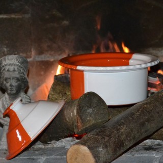 Cocotte Querouana Blanche et Orange - D 20 cm