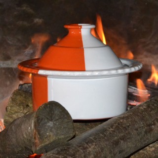 Cocotte Querouana Blanche et Orange - D 20 cm