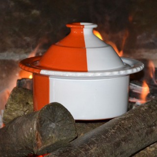 Cocotte Querouana Blanche et Orange - D 20 cm