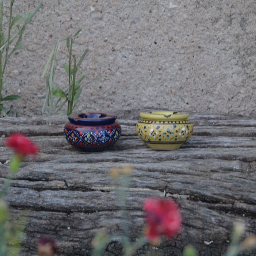 Lot 2 mini cendriers Marrakech bleu nuit et vert - Mini modèle