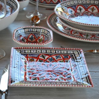 Assiette carrée Bakir rouge - Larg 19 cm