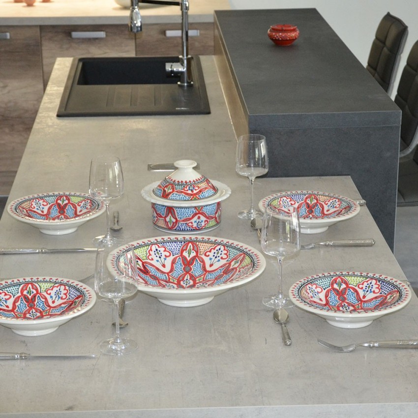 Service à couscous assiettes Tebsis Marocain Rouge - 6 pers