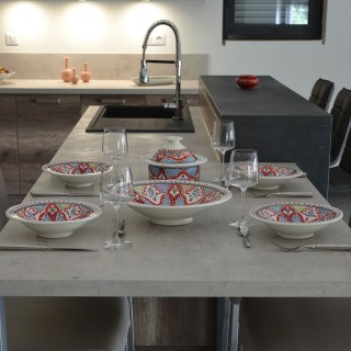 Service à couscous assiettes Tebsis Marocain Rouge - 6 pers