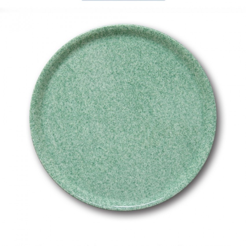 Assiette à pizza porcelaine colorée - D 31 cm - Moucheté vert