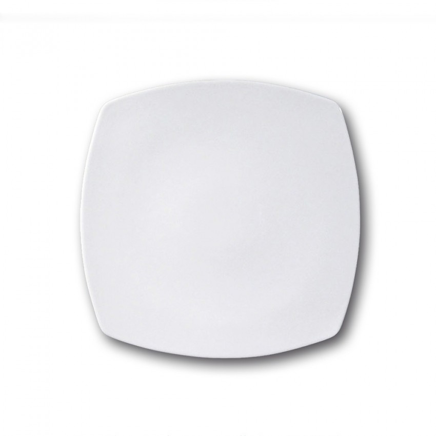 Assiettes carrées porcelaine blanche x 6- L 26.5 cm - Tokio