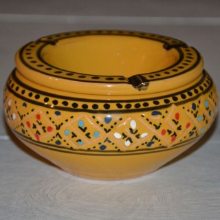 Cendrier anti fumée Marrakech jaune  et noir- Moyen modèle