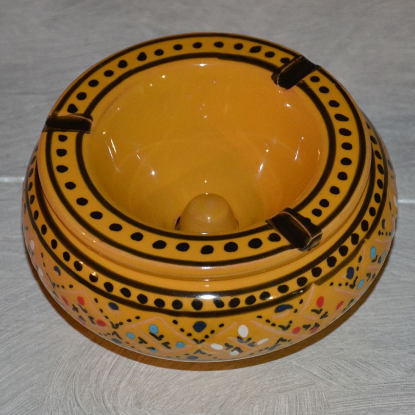 Cendrier anti fumée Marrakech jaune  et noir- Moyen modèle