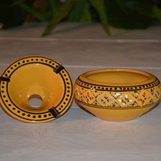 Cendrier anti fumée Marrakech jaune  et noir- Moyen modèle