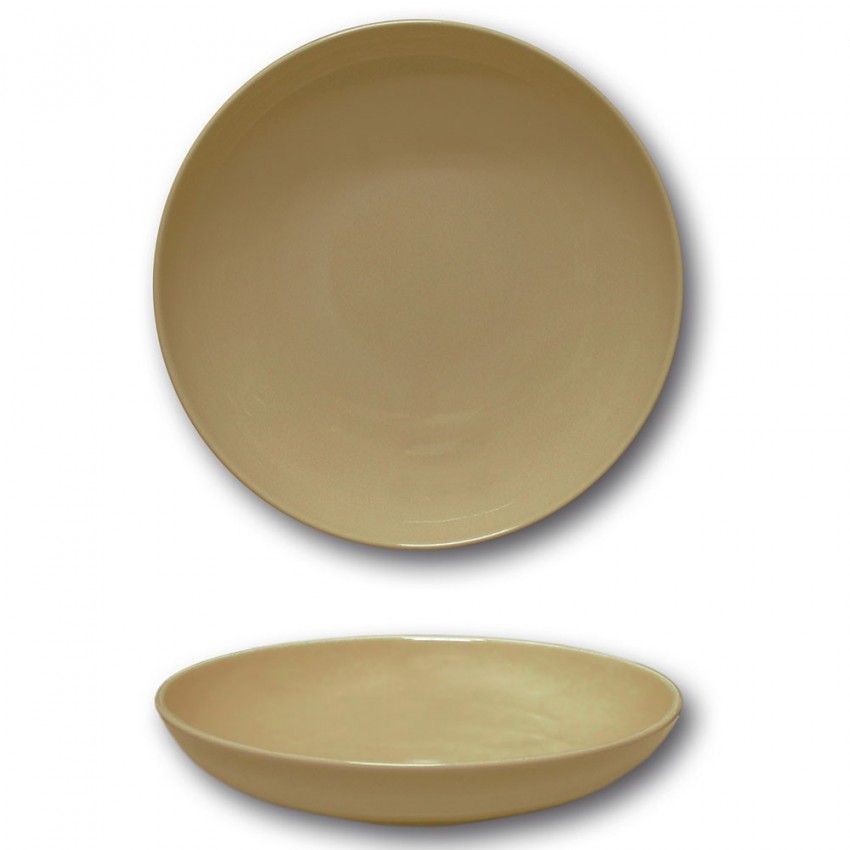 Lot 6 assiettes creuses porcelaine couleur Marron - D 22 cm - Siviglia