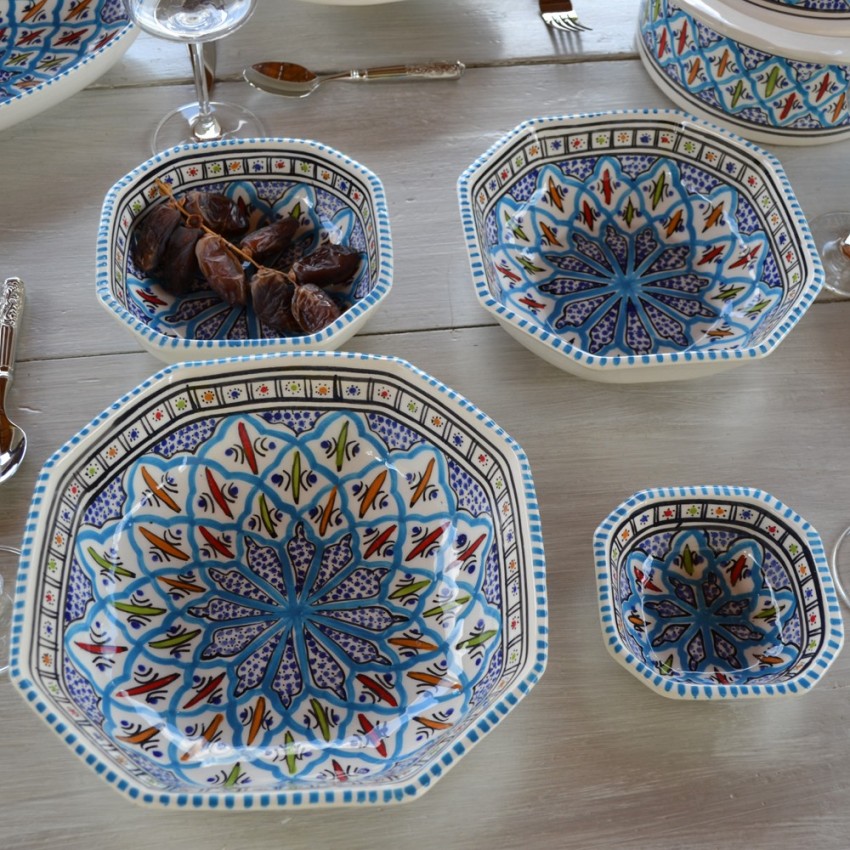 Plat octogonal Bakir turquoise - L 25 cm