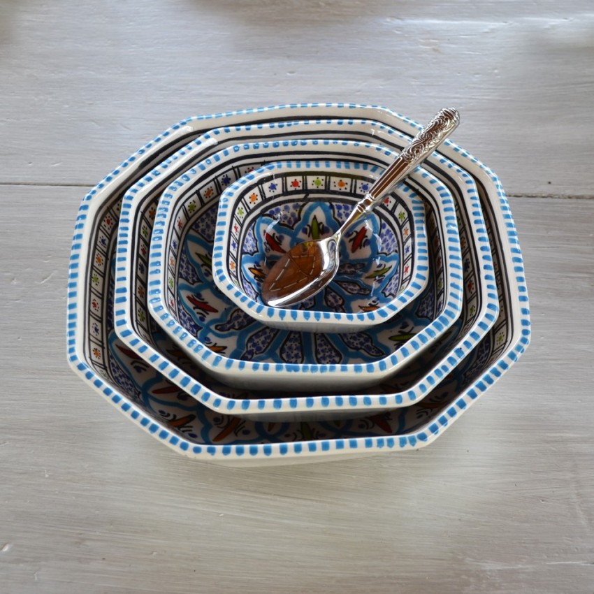 Plat octogonal Bakir turquoise - L 25 cm