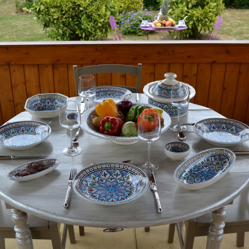 Plat octogonal  Bakir turquoise - L 11 cm